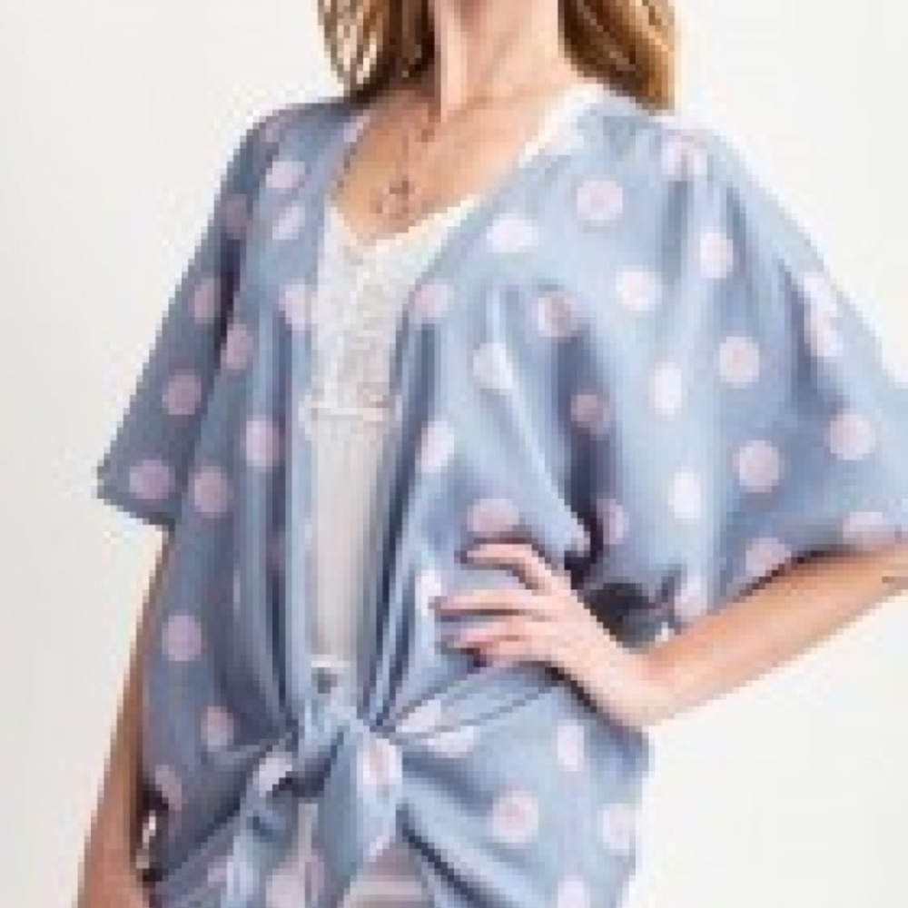 easel Blue Pink Polk A Dot Tie Front Cover Topper
